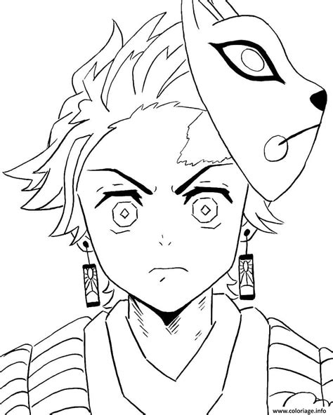 Coloriage Tanjiro Kamado With Mask Demon Slayer JeColorie Com