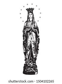 Our Lady Lourdes Vector Catholic Virgin Stock Vector Royalty Free