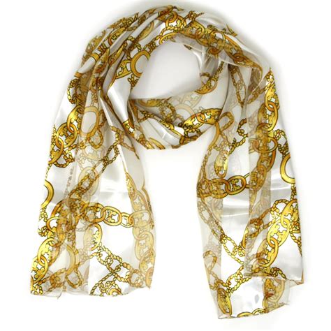 Wholesale Wa00 Golden Chain Silk Feel Satin Scarf