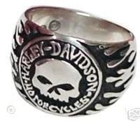 Harley Davidson Willie G Skull And Flame Ring Size