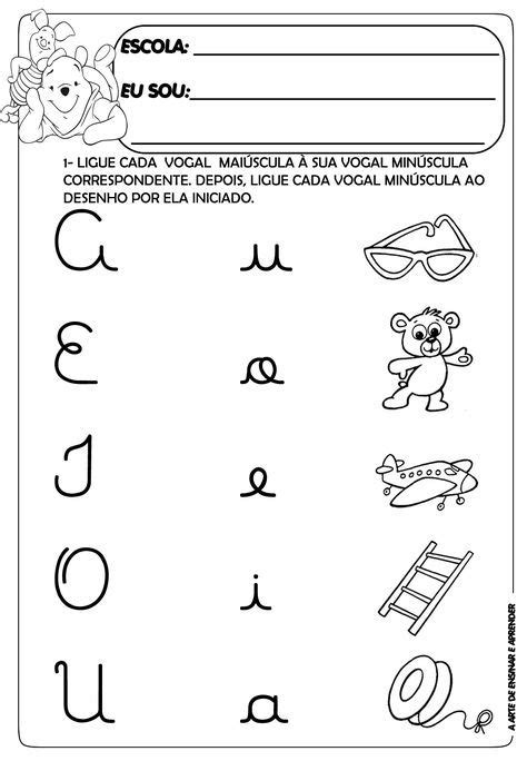 Atividade Vogal Maiúscula E Minúscula Cursiva 1st Grade Worksheets