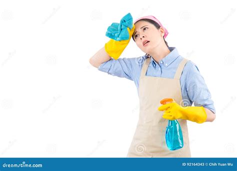 Cleaning Woman Feel Tired And Exhausted Stock Image Image Of Maid