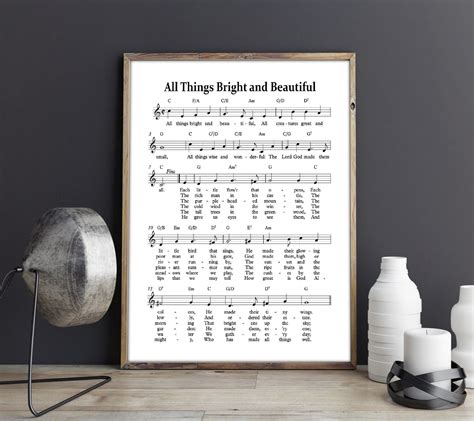 All Things Bright And Beautiful Hymn Sheet Music Poster