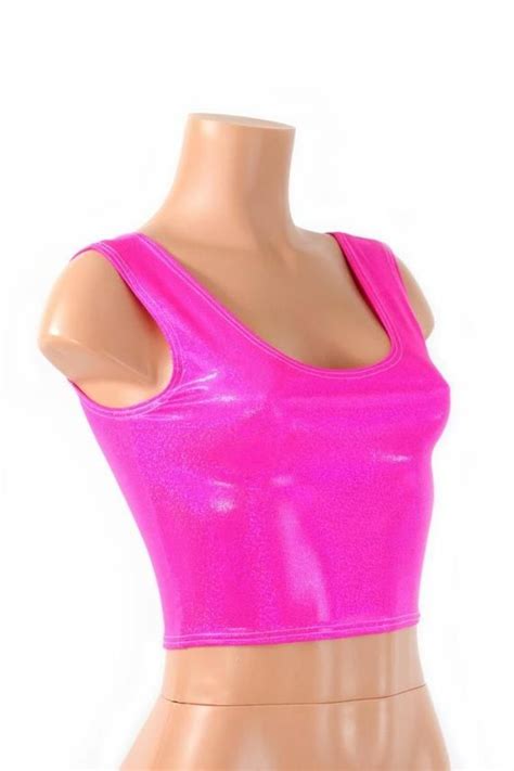 Neon Pink Sparkly Jewel Crop Tank 154314 Etsy Crop Top Fashion Hot