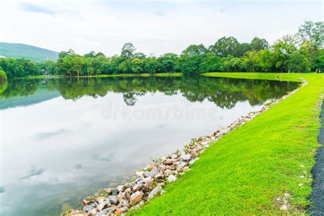 Beautiful Green Park With Lake Ang Kaew At Chiang Mai University In