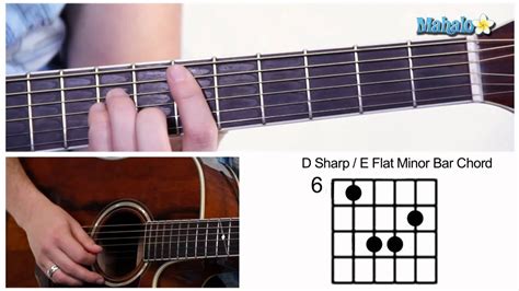 how to play d sharp e flat d eb bar chord on guitar 6th fret youtube