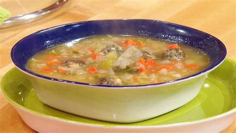 Chicken Rice Soup With Greek Meatballs Recipe Rachael Ray Show
