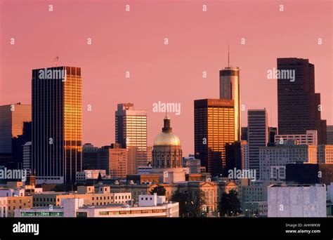 Atlanta City Skyline In Sunrise Light Stock Photo Alamy