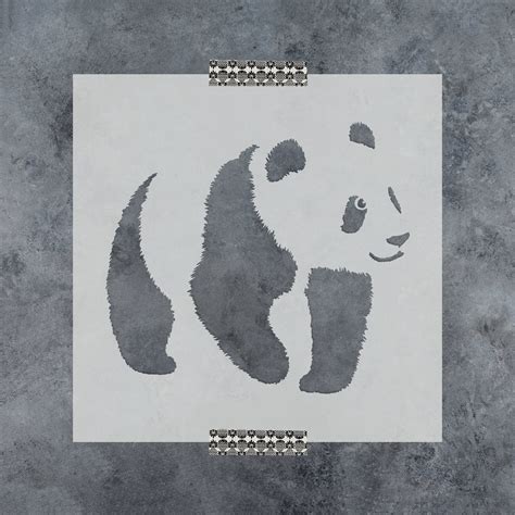 Panda Stencil Reusable Diy Craft Stencils Of A Panda Bear Etsy