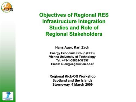 Objectives Of Regional Res Infrastructure Integration Susplan