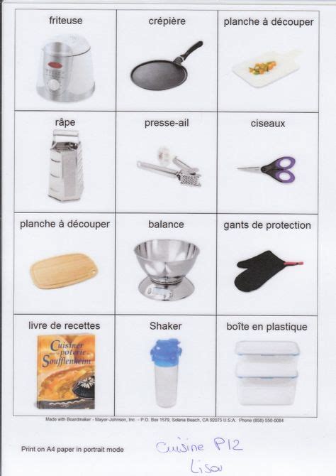 Ustensiles De Cuisine Chef Vocabulaire Cuisine Apprentissage De La Langue Française Et L