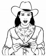 Coloring Cowgirl Eating Chicken Kidsplaycolor Visit sketch template