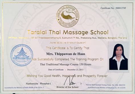 Diplomas Sathu Thai Massage And Wellness