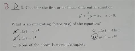 Solved 6 Consider The First Order Linear Differential