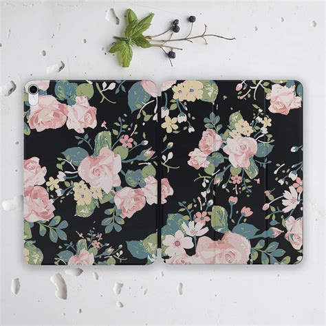 Pink Floral Garden Roses Folio Case For Apple Ipad 11 Inch