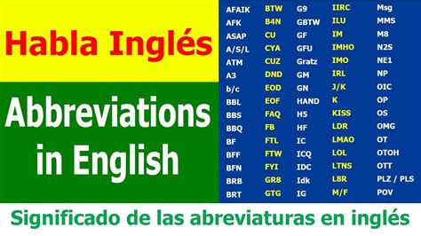 English Abbreviations Abreviaturas En Ingl S Learn English