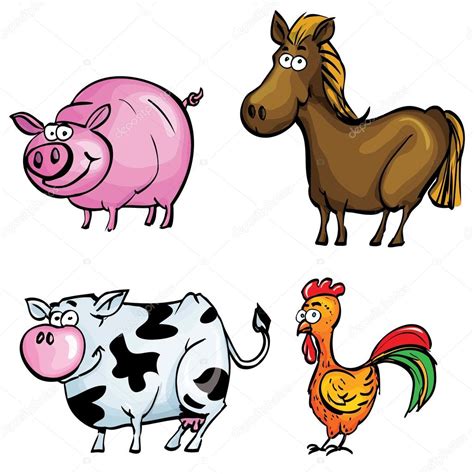 Cartoon Set Of Farm Animals — Stock Vector © Antonbrand 8055113