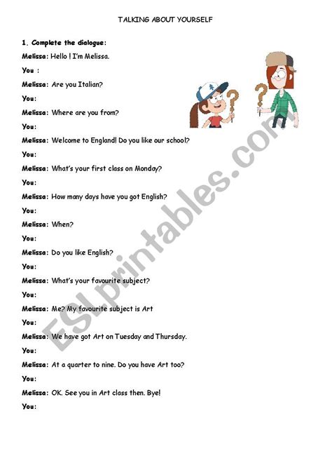 Talking About Yourself Esl Worksheet By Lorelay13