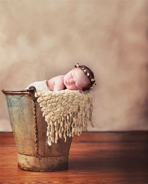 Found Vintage European Iron Bucket With Adorable Baby Photo Courtesy