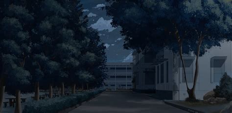 Download 1280x720 Anime Night Building Trees Scenery School