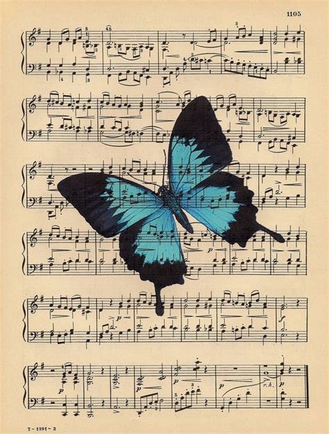 Butterfly On Sheet Music Sheet Music Art Book Page Art Butterfly Art