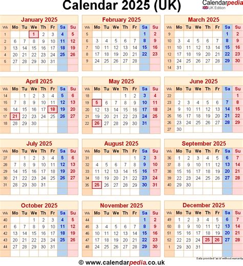 Online calendar 2025 with week numbers