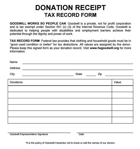 Donation Receipt Templates Free Samples Examples Format