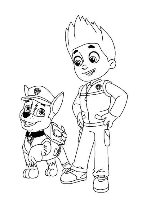 Paw Patrol Ryder And Chase Coloring Page Paw Patrol Coloring Pages