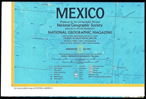 1973 5 May Mexico And Central America National Geographic Map Poster Euc