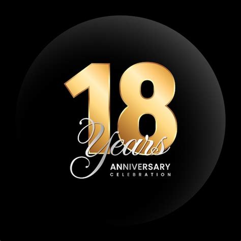 Premium Vector 18th Anniversary Logo Golden Number With Silver Color