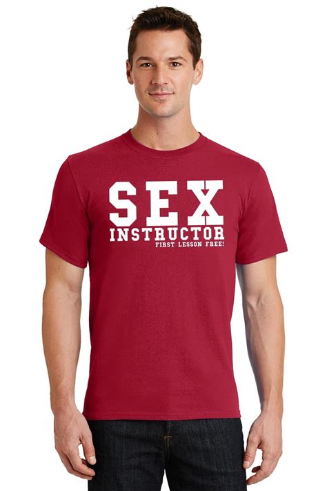 Mens Sex Instructor First Lesson Free T Shirt Party College Rude Shirt Ebay