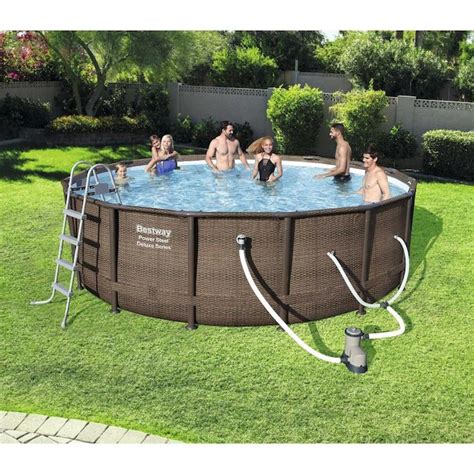 Bestway Power Steel 16 Ft X 16 Ft X 48 In Round Above Ground Pool In