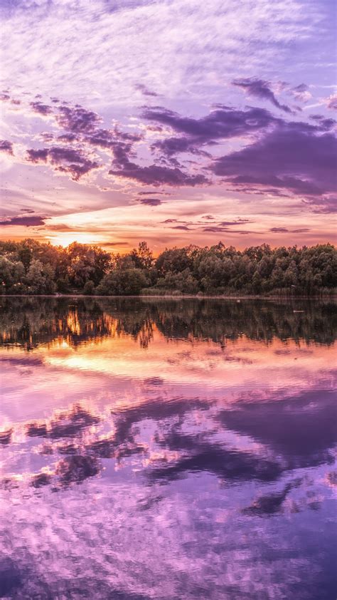 Purple Sunset Reflection Wallpaper Backiee