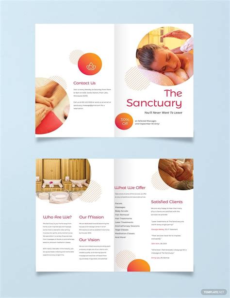 massage salon tri fold brochure template illustrator indesign word apple pages psd