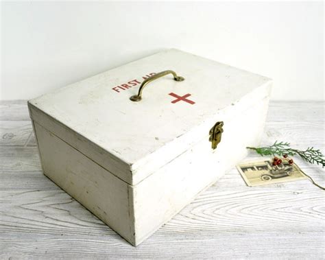 Vintage Wood First Aid Storage Box