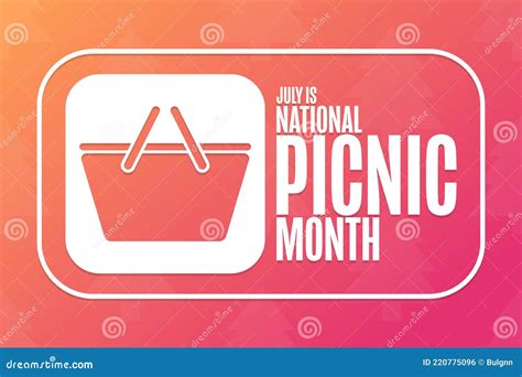 July Is National Picnic Month Holiday Concept Stock Vector Illustration Of Summer Outdoors