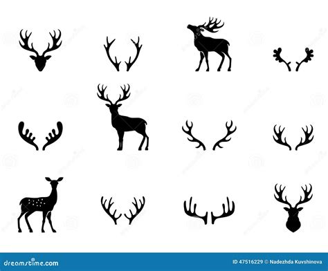 Set Of Antlers Silhouette Vector Stock Vector Image 47516229