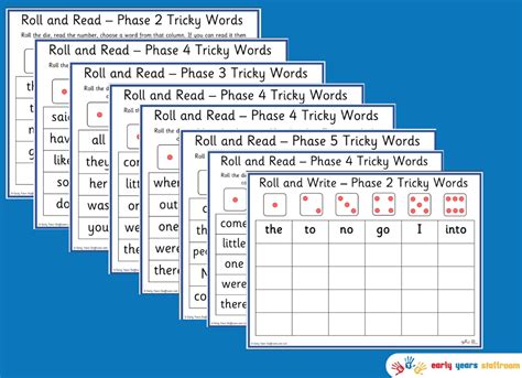 Roll And Write Tricky Words Phase 2 5 Early Years Staffroom