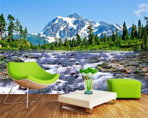 Beibehang Personality Realistic Wallpaper Water Snow Mountain Plateau
