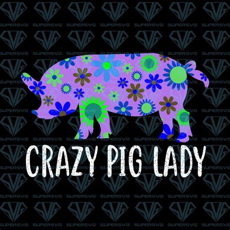 Download Cute Crazy Pig Lady Floral Design Png Instant Download - SuperSvg | Floral design, Png, Floral