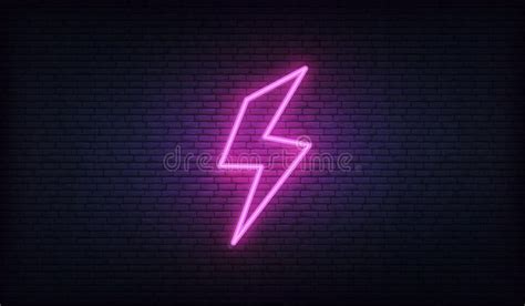 Lightning Bolt Neon Sign Neon Lightning Thunder And Electricity Stock