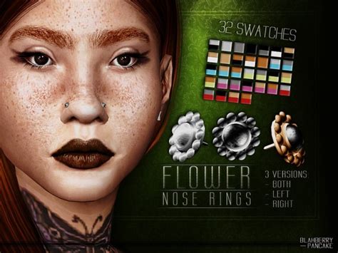 The Sims Resource Flower Nose Rings By Blahberry Pancake • Sims 4