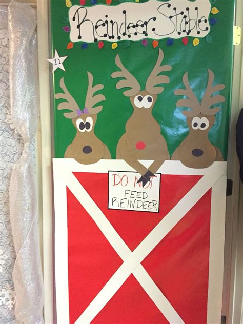 Christmas Office Door Decorating Competition Reindeer Stable Door