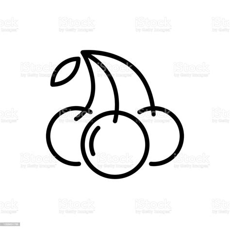 Cherry Vector Icon Line Style Illustration Stock Illustration Download Image Now Cherry