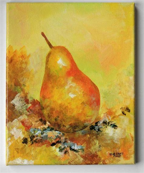 Acrylic Pear Fruit Painting X Original Country Etsy Fruit