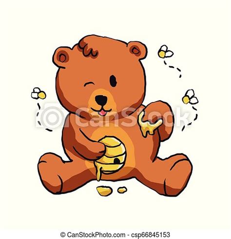 Illustration Of Bear Eating Honey Vector Illustration Canstock