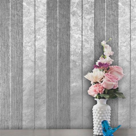 76053 Striped Silver Metallic Gray Wallpaper Grey Wallpaper Silver