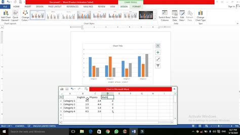How To Insert Chart In Ms Word Youtube