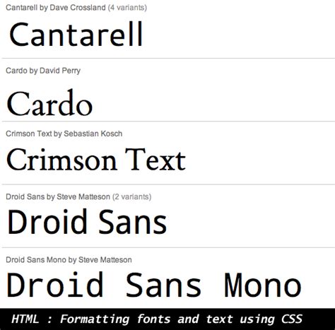 Html Formatting Fonts And Text Using Css
