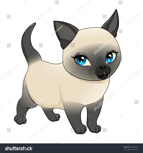 Cute Cartoon Siamese Cat Vector Isolated Stock Vector 414054427
